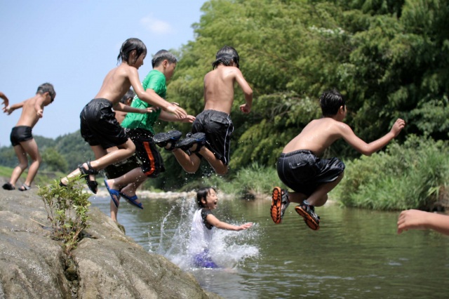 山中温泉 動橋川 川遊び
