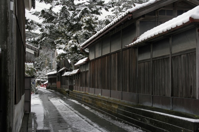 橋立の町並み　雪景色