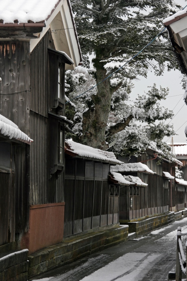 橋立の町並み　雪景色